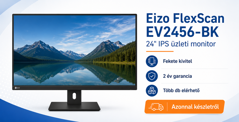 Eizo FlexScan EV2456-BK fekete 24 colos IPS felújított üzleti monitor 2 év garanciával