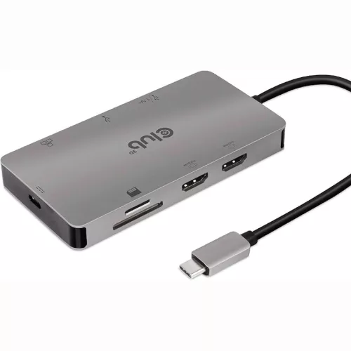 USB-C dokkoló Club 3D CSV-1593 – 8 az 1-ben hub, 2× HDMI, Gigabit LAN, használt bevizsgált